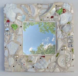 Pique Assiette Mosaic Mirror in White