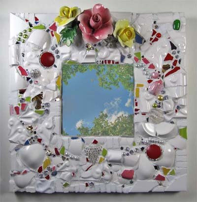 White and Red Holidays Mosaic Mirror